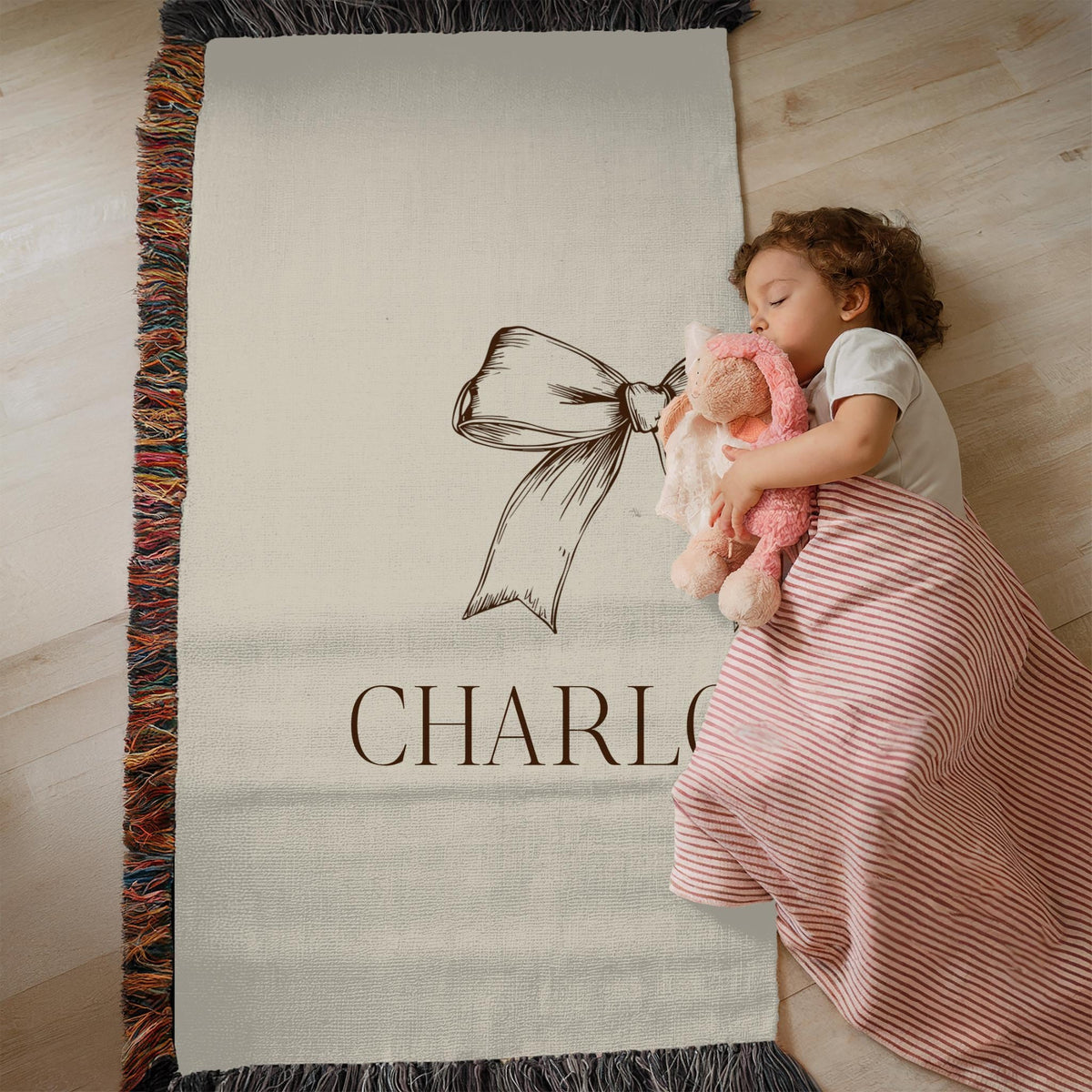 Personalized Vintage Train Baby Blanket: Woven Cotton Nursery Decor