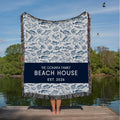 Personalized Beach House Woven Blanket: Coastal Family Name Throw