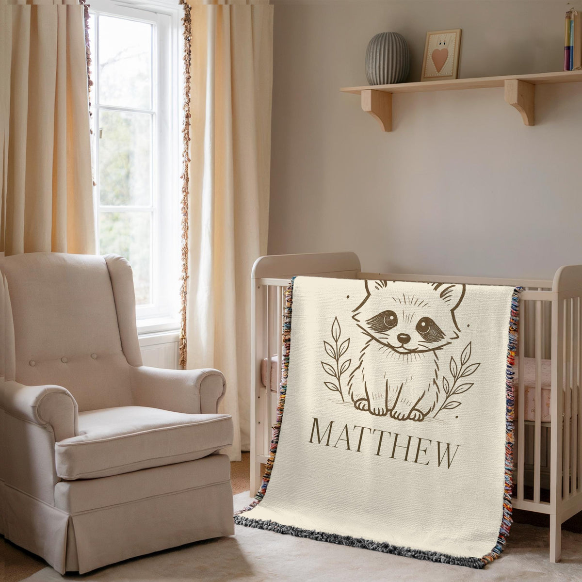 Personalized Bunny Baby Blanket: Vintage Woodland Nursery Decor