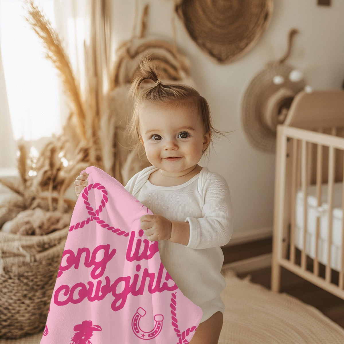 Personalized Cowgirl Blanket: Pink Western Rodeo Decor