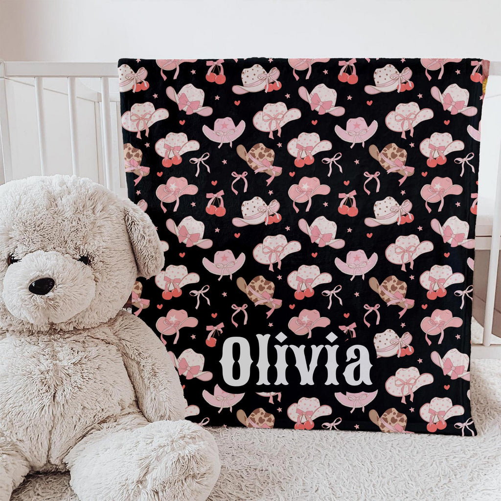 Personalized Coquette Cowgirl Baby Blanket: Pink Western Decor