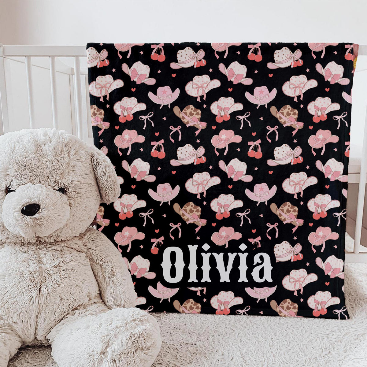Personalized Coquette Cowgirl Baby Blanket: Pink Western Decor
