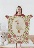 Personalized Baby Girl Fleece Blanket: Goose & Floral Nursery Decor