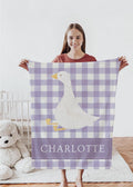 Personalized Goose Baby Blanket: Gingham Nursery Decor, Custom Name