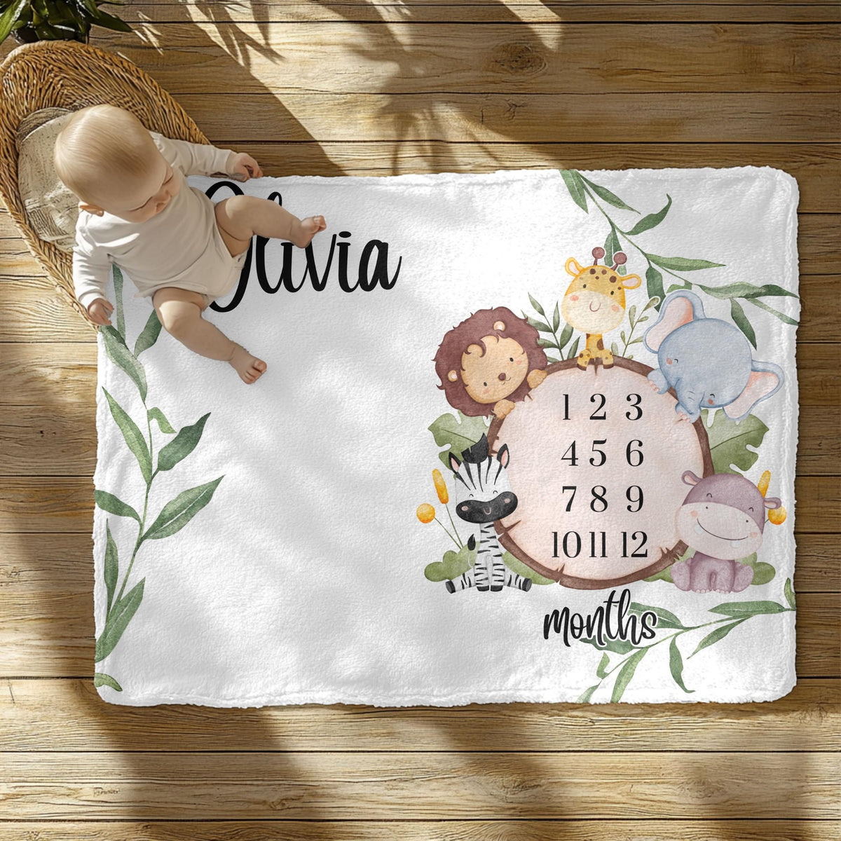 Personalized Baby Milestone Blanket: Woodland Animals, Photo Prop
