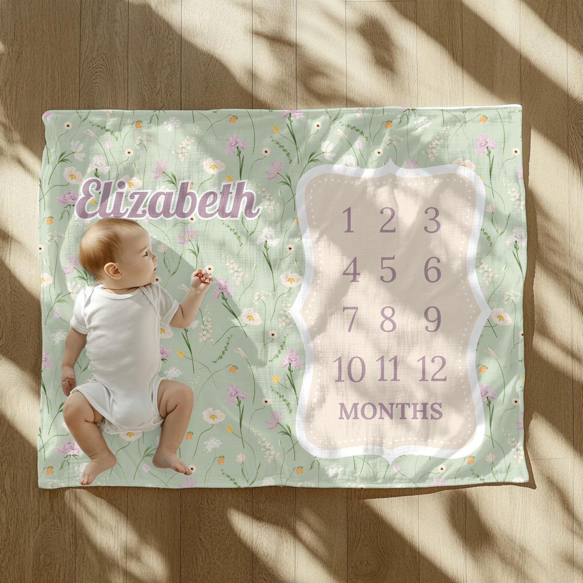 Coquette Baby Girl Milestone Blanket – Personalized Pink Bow Monthly Tracker, Soft Feminine Photo Prop