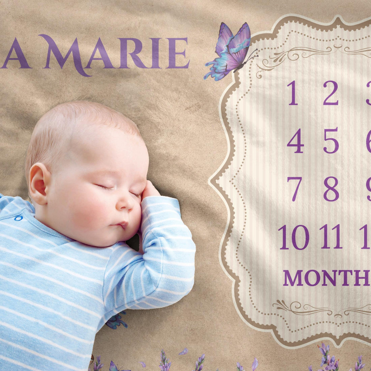 Personalized Baby Milestone Blanket: Cottagecore Bunny Floral Photo Prop
