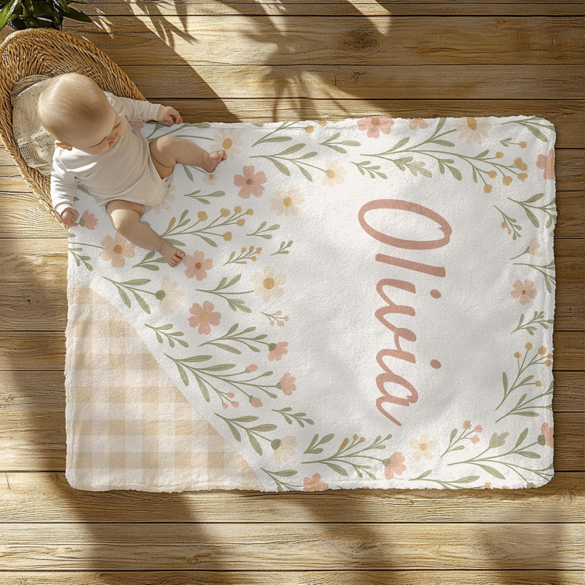Personalized Baby Blanket: Cottagecore Floral Fleece, Custom Newborn Gift