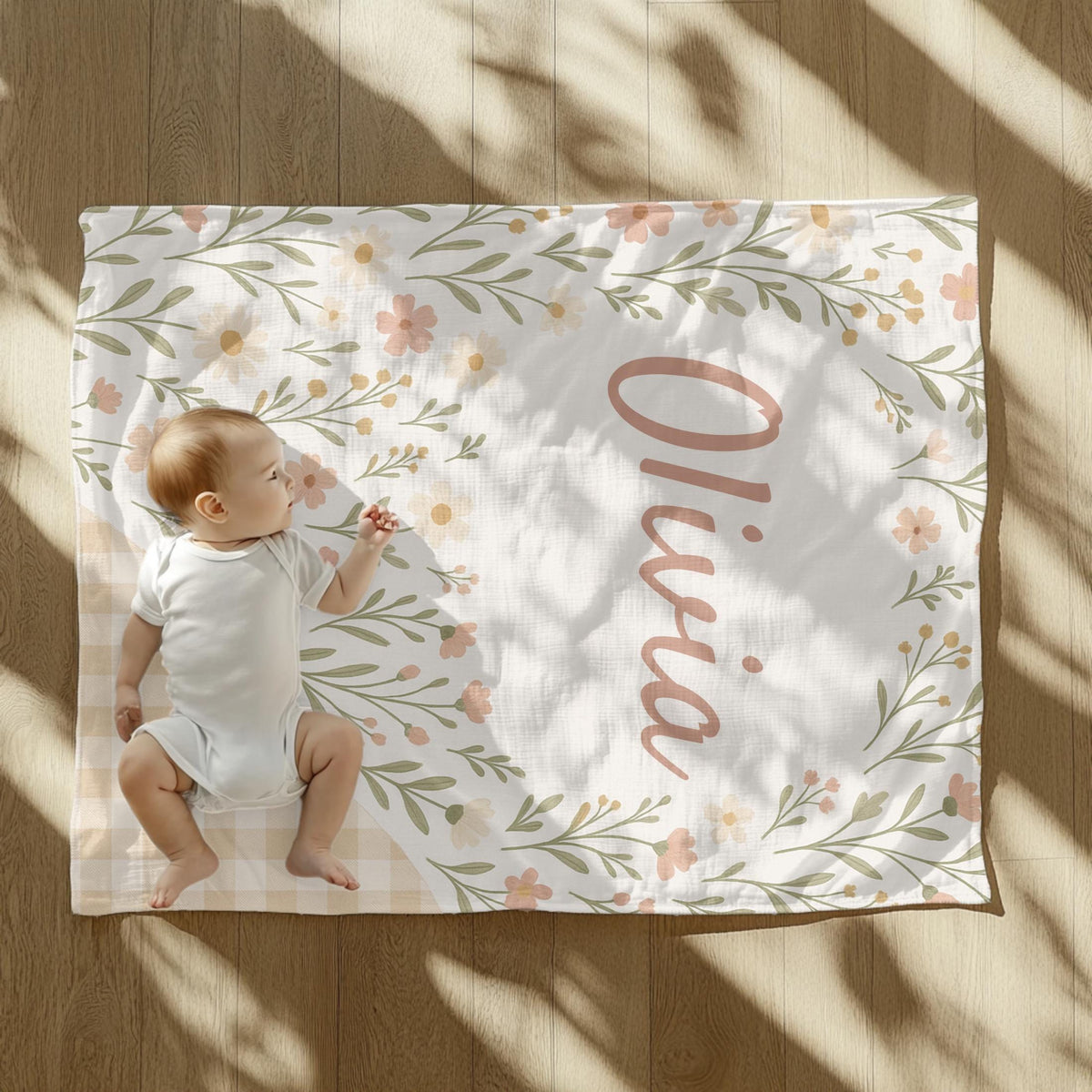 Personalized Baby Blanket: Cottagecore Floral Fleece, Custom Newborn Gift