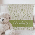 Personalized Green Botanical Blanket: Custom Leaf Name Blanket