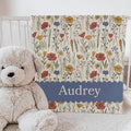 Personalized Wildflower Baby Blanket: Custom Name Boho Nursery Gift