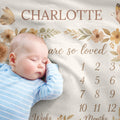 Personalized Baby Milestone Blanket: Floral Butterfly Wreath Photo Prop