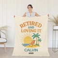 Personalized Retirement Blanket: Tropical Beach Sunset Throw - Custom Name & Year