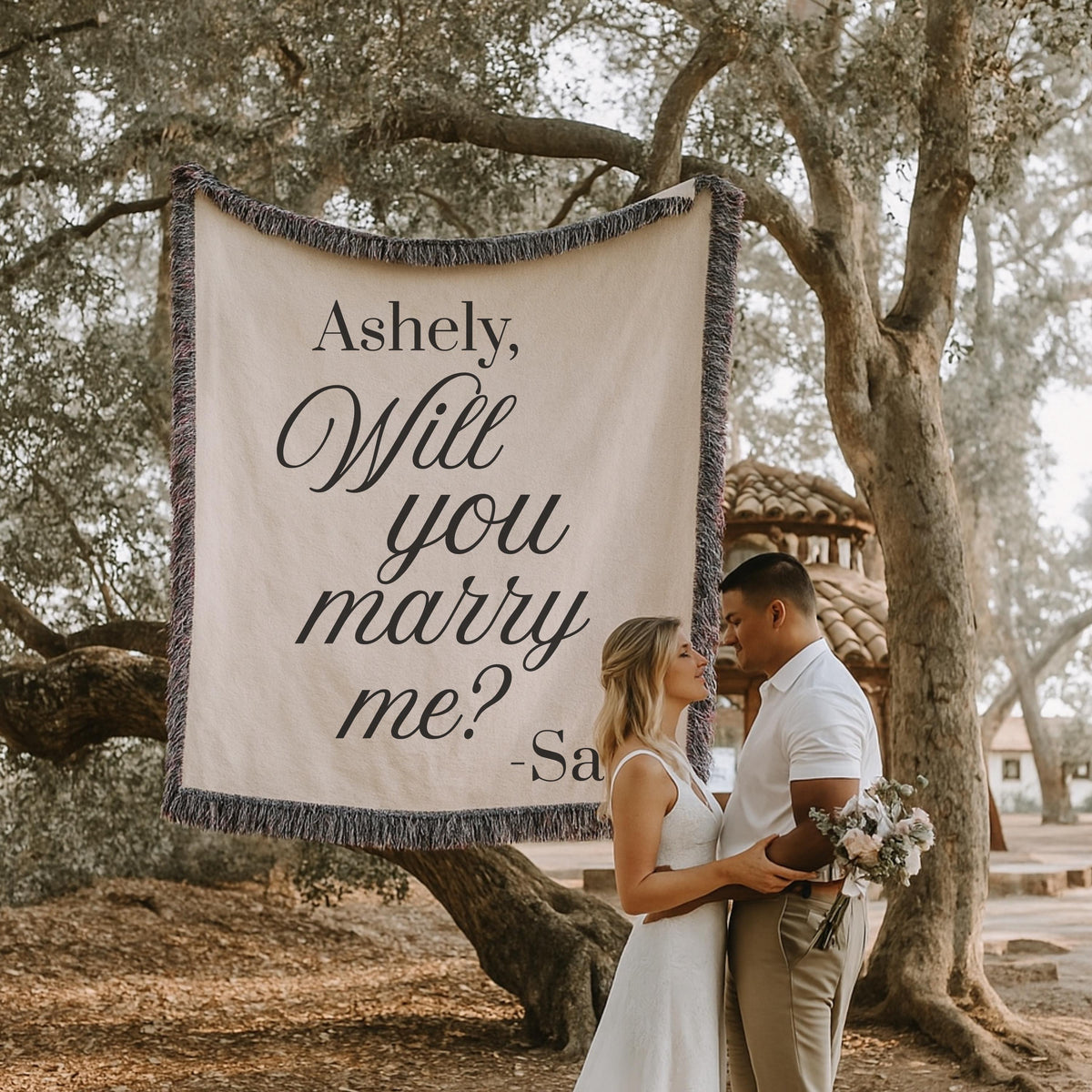 Personalized Proposal Blanket: Romantic Beach Engagement Keepsake