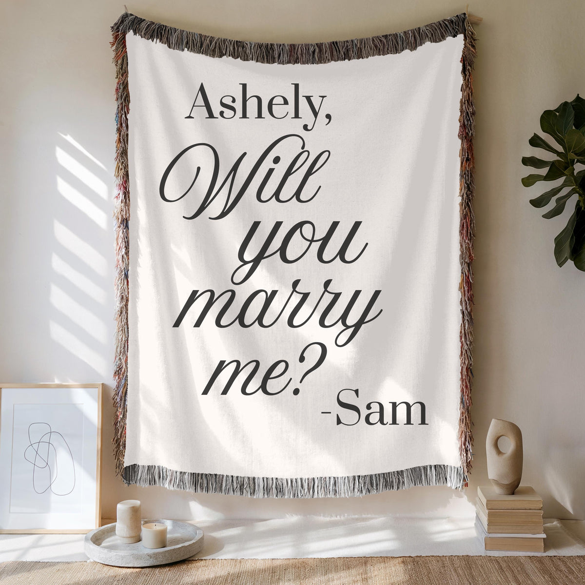 Personalized Proposal Blanket: Romantic Beach Engagement Keepsake