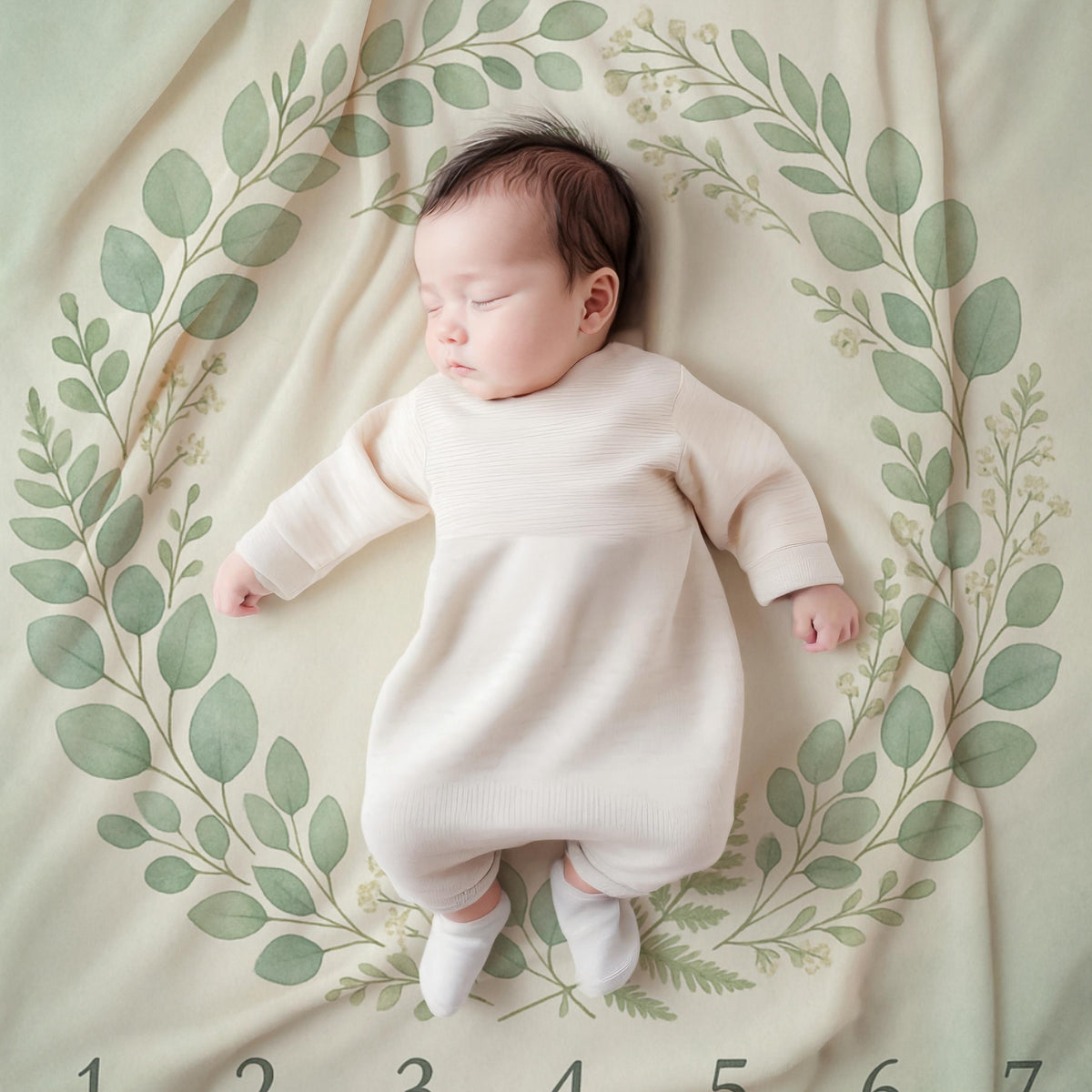 Little Sprout Botanical Baby Milestone Blanket – Monthly Growth Tracker