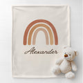 Personalized Boho Rainbow Baby Blanket: Custom Name Fleece Nursery Throw
