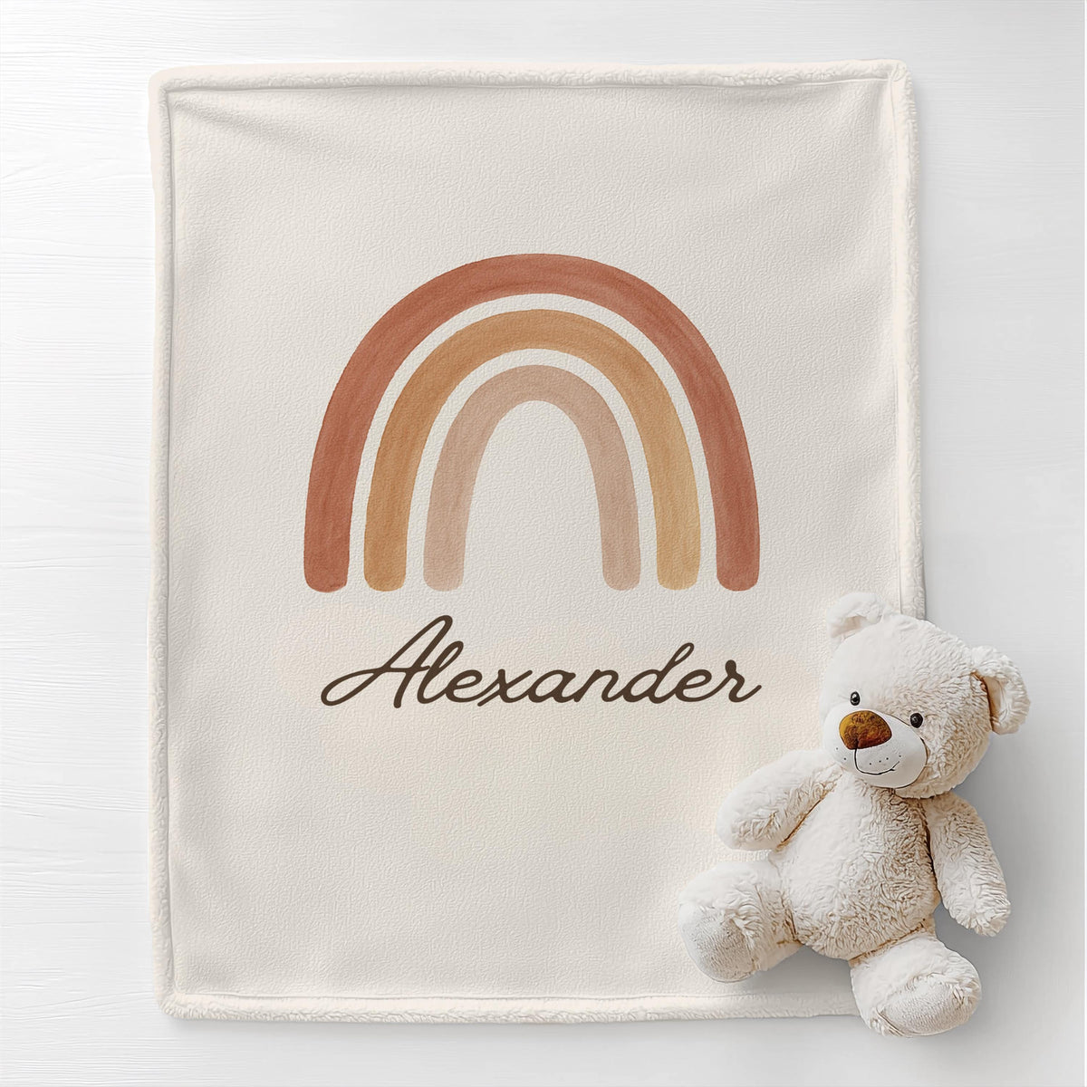 Personalized Boho Rainbow Baby Blanket: Custom Name Fleece Nursery Throw