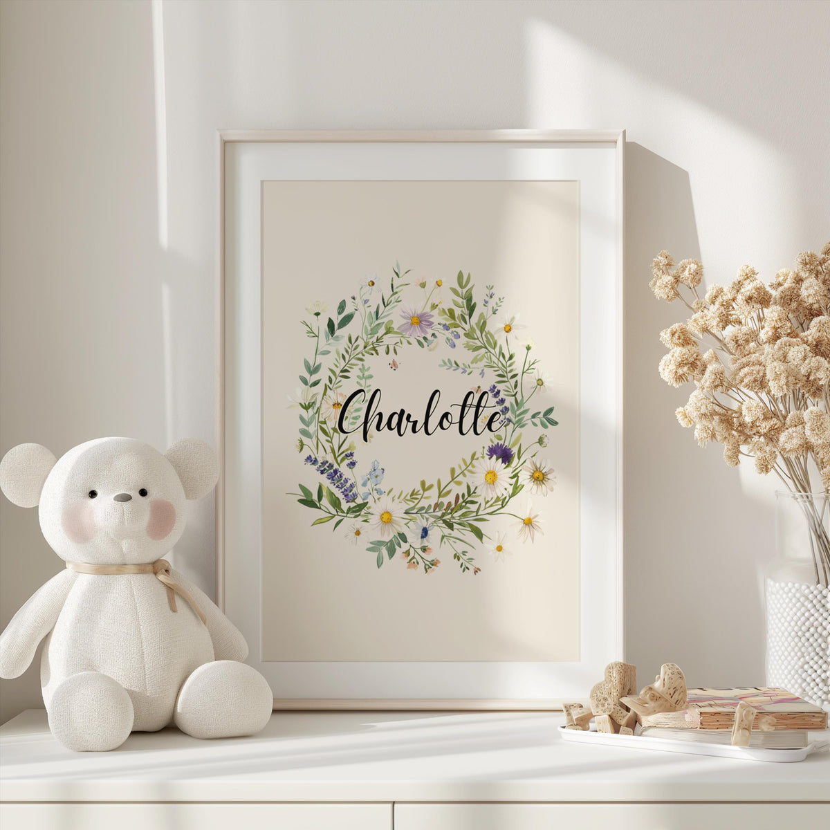 Personalized Wildflower Name Print: Boho Cottagecore Nursery Art