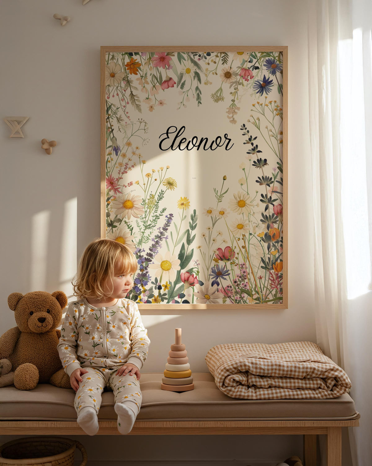 Personalized Wildflower Name Print: Boho Cottagecore Nursery Art