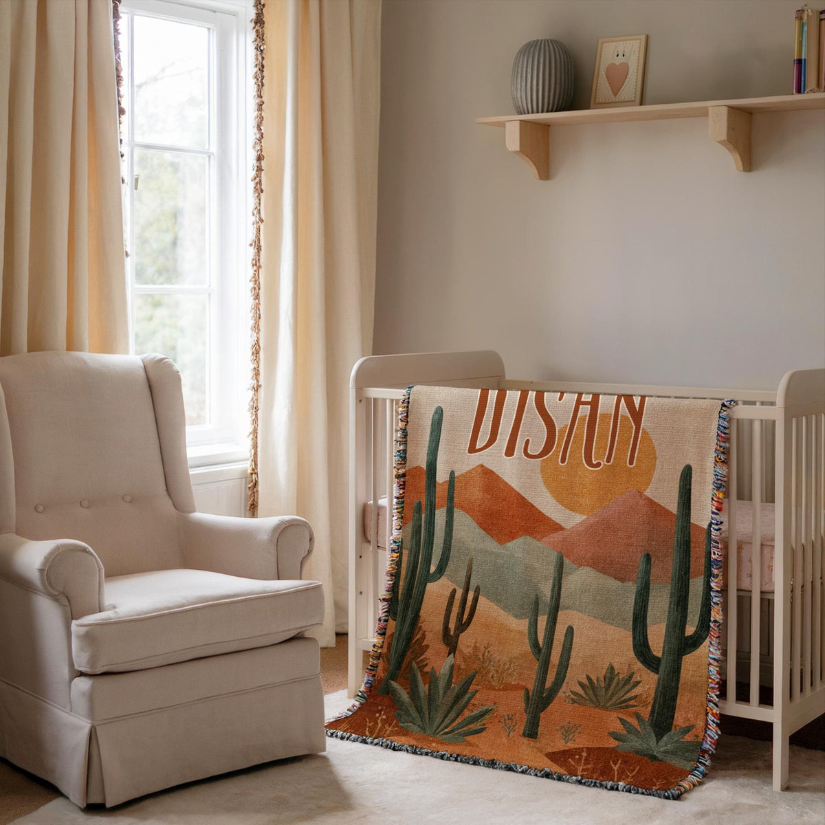 Personalized Desert Cactus Baby Blanket: Boho Western Nursery Decor