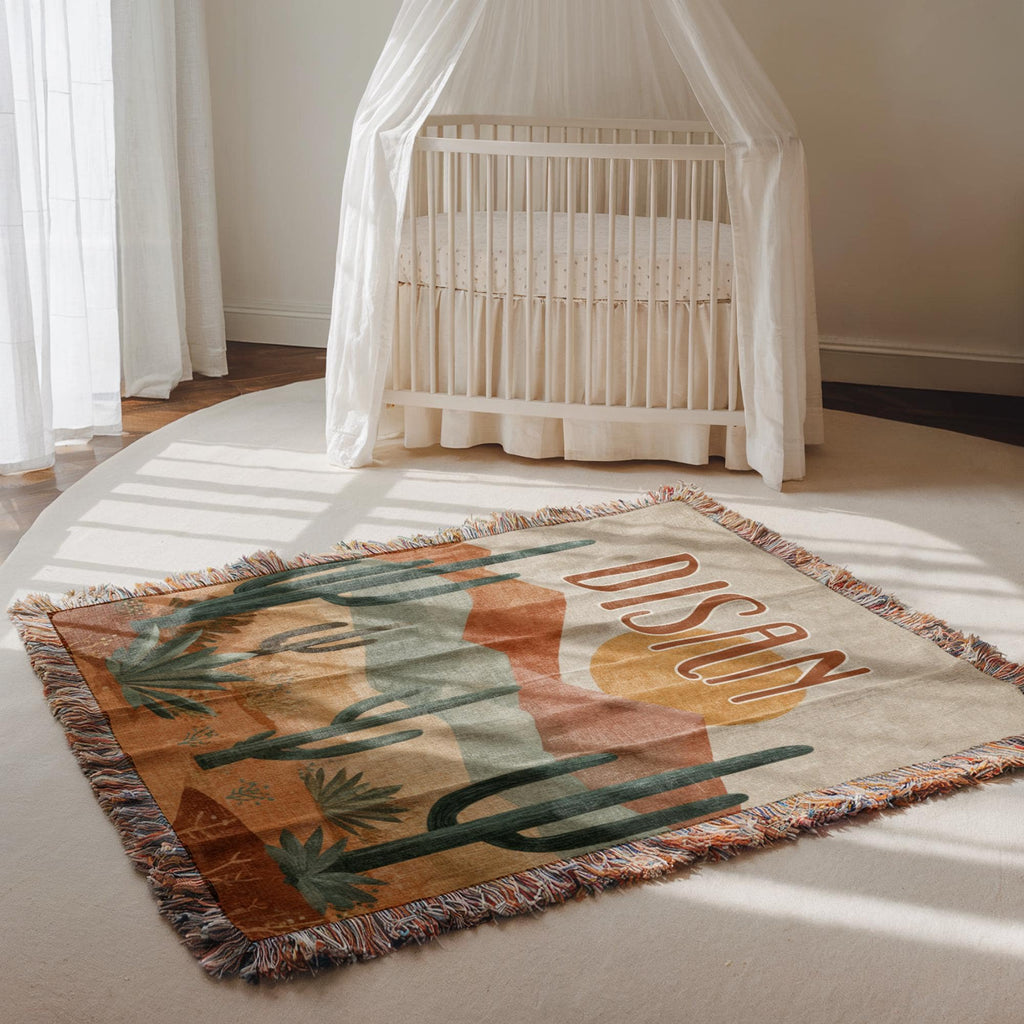 Personalized Desert Cactus Baby Blanket: Boho Western Nursery Decor
