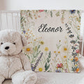 Personalized Wildflower Baby Blanket: Custom Name Floral Nursery Decor