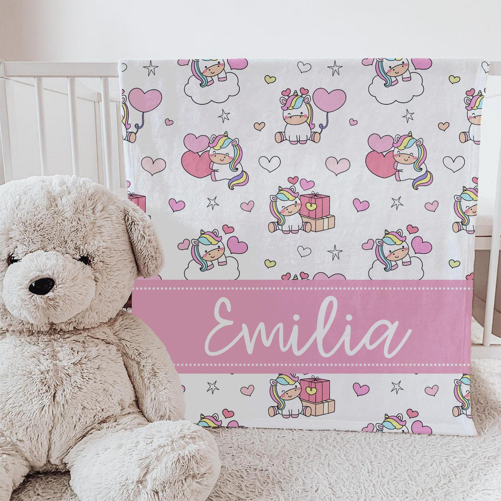 Personalized Unicorn Blanket: Rainbow Name Blanket, Magical Gift