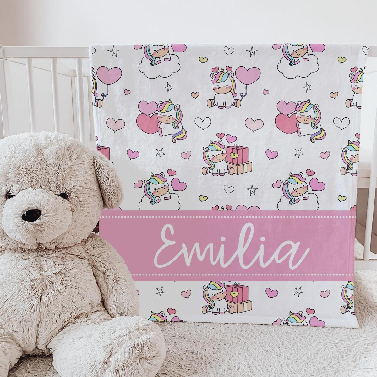 Personalized Unicorn Blanket: Rainbow Name Blanket, Magical Gift