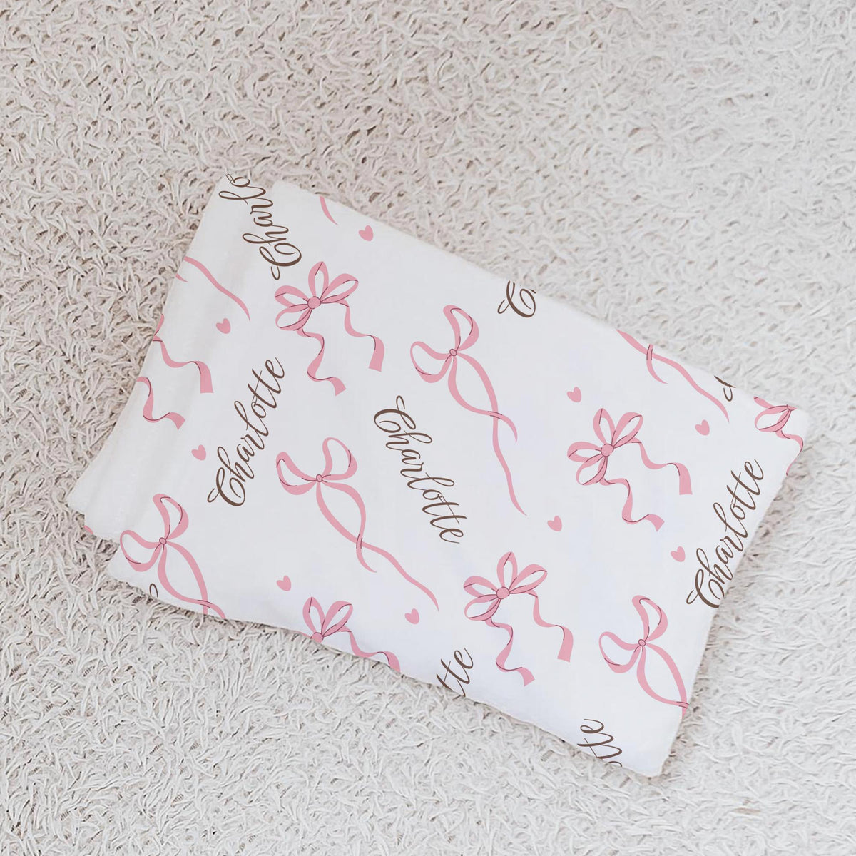 Coquette Pink Bow Personalized Blanket – Custom Name Soft Girl Throw