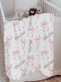 Coquette Pink Bow Personalized Blanket – Custom Name Soft Girl Throw