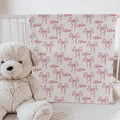 Personalized Baby Girl Blanket: Red Bow Coquette Nursery Decor