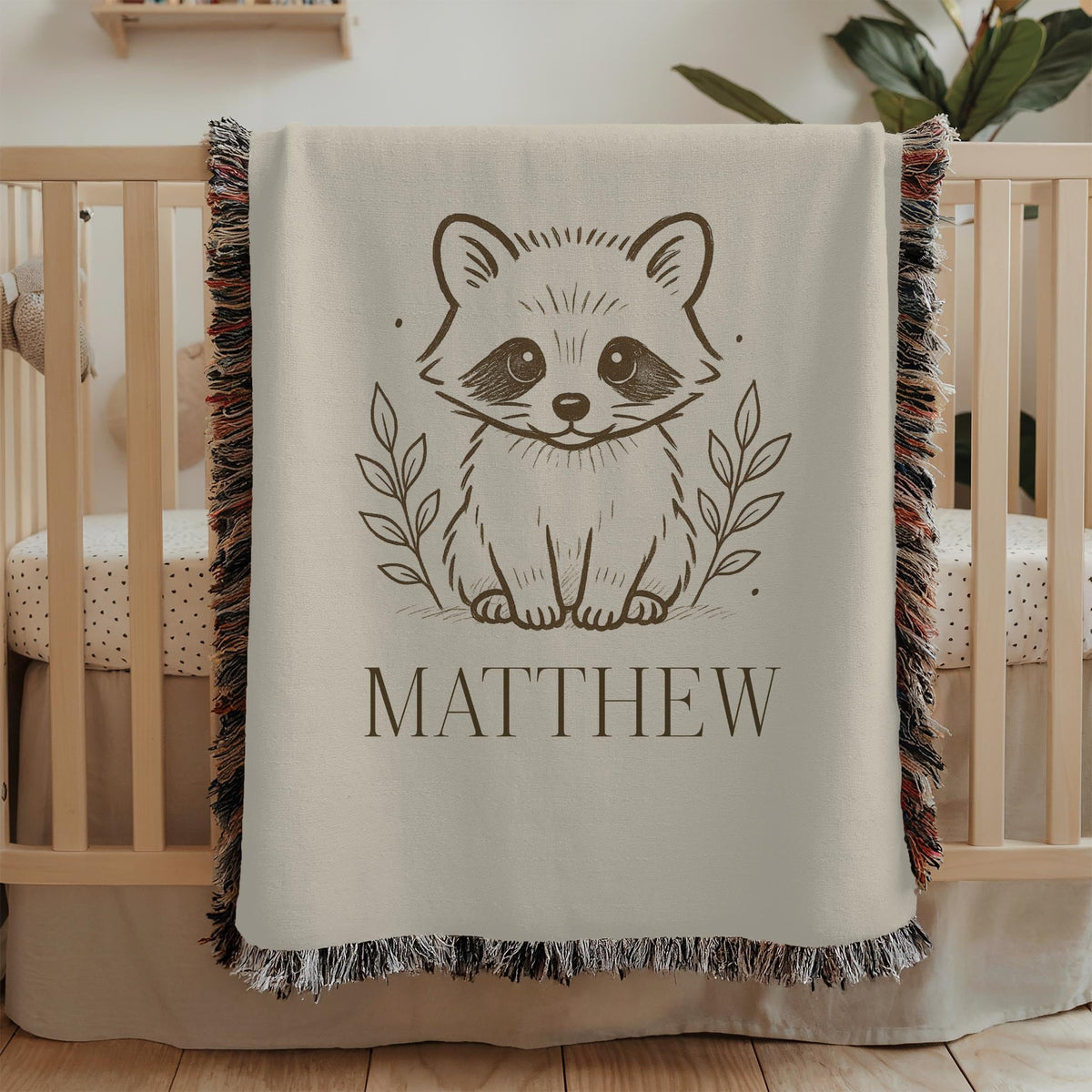 Personalized Bunny Baby Blanket: Vintage Woodland Nursery Decor