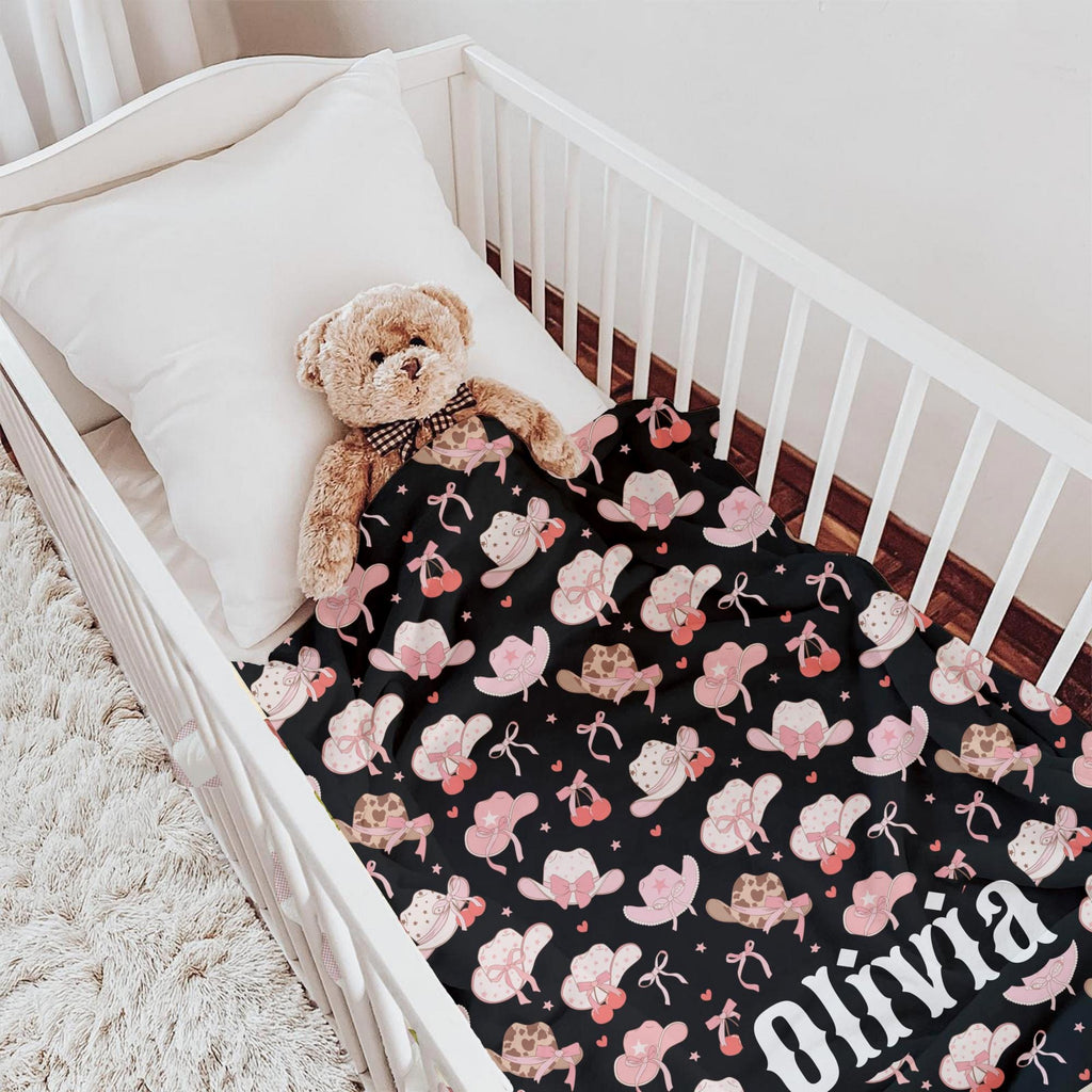 Personalized Coquette Cowgirl Baby Blanket: Pink Western Decor
