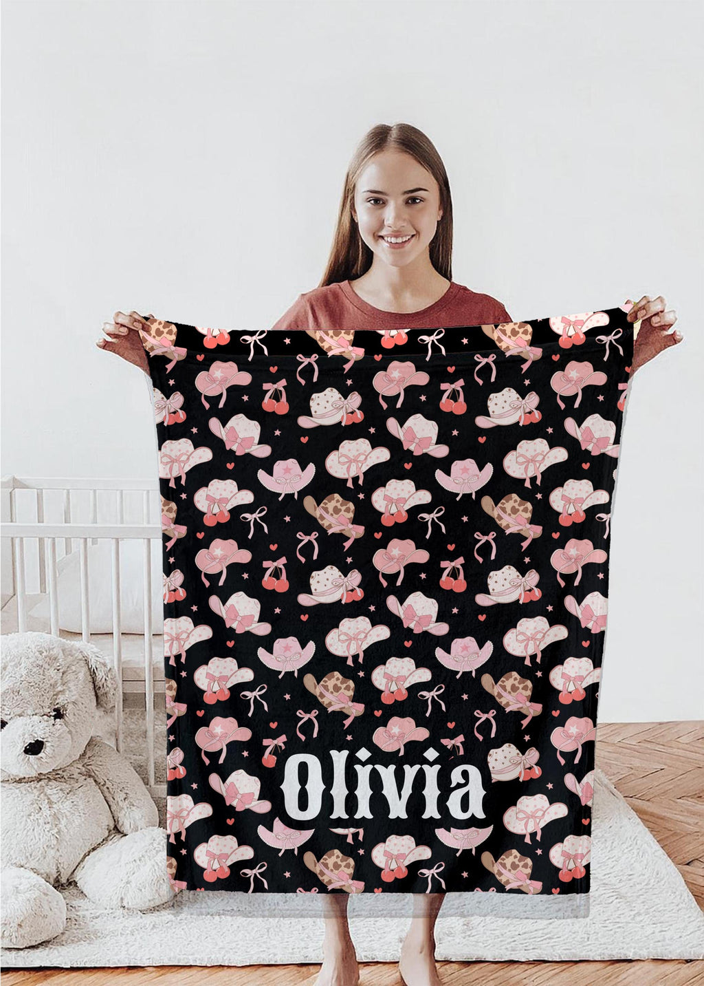 Personalized Coquette Cowgirl Baby Blanket: Pink Western Decor