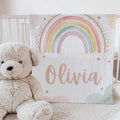Personalized Rainbow Blanket: Soft Fleece, Custom Name, Pastel Colors