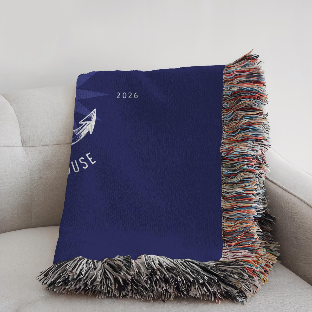 Personalized Lake House Throw Blanket: Nautical Anchor Woven Cabin Decor