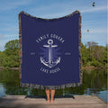 Personalized Lake House Throw Blanket: Nautical Anchor Woven Cabin Decor