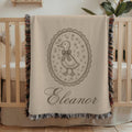 Personalized Duck Baby Blanket with Name – Vintage Woven Nursery Blanket for Girls