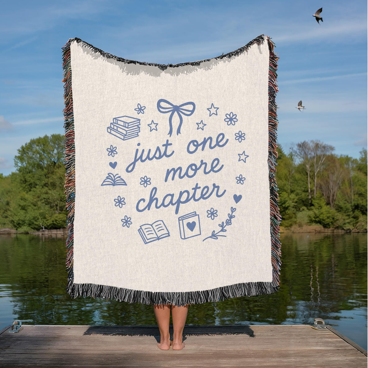 Just One More Chapter Woven Blanket: Cozy Reading Nook Throw
