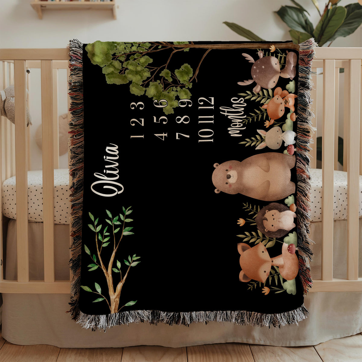 Personalized Woodland Baby Milestone Blanket: Forest Animal Photo Prop