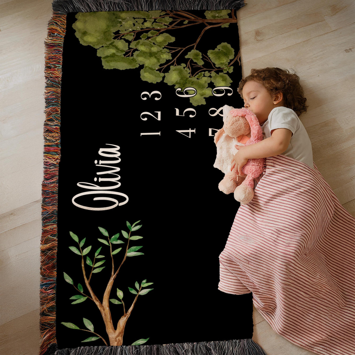 Personalized Woodland Baby Milestone Blanket: Forest Animal Photo Prop