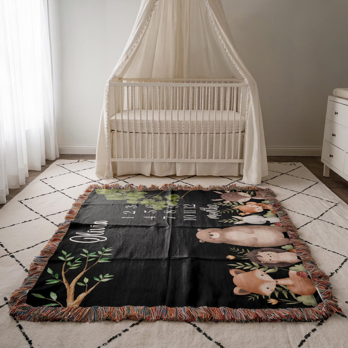 Personalized Woodland Baby Milestone Blanket: Forest Animal Photo Prop