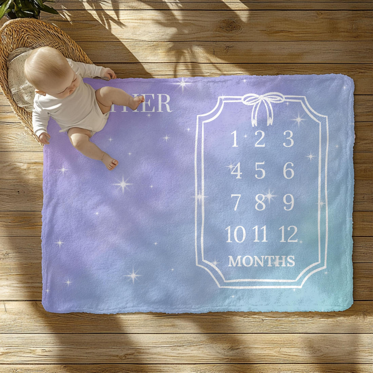 Whimsical Starry Baby Milestone Blanket – Personalized Monthly Photo Prop for Newborn Girl