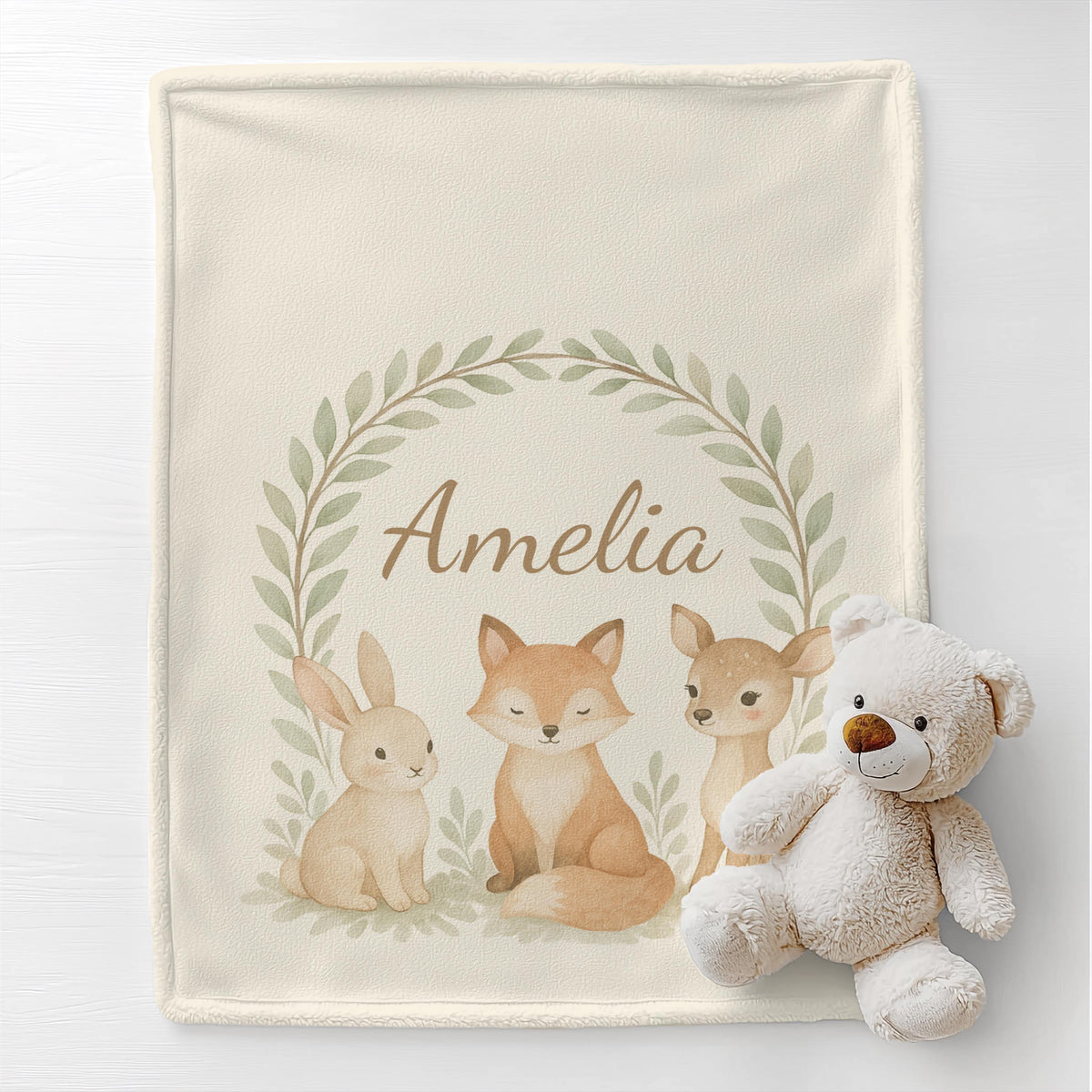 Baby Blanket Personalized Woodland Minky Nursery Decor
