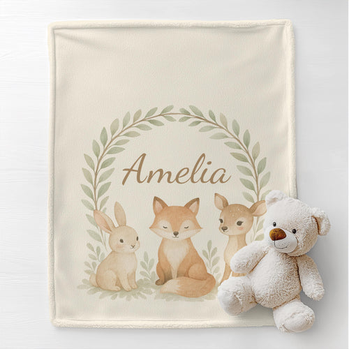 Baby Blanket Personalized Woodland Minky Nursery Decor