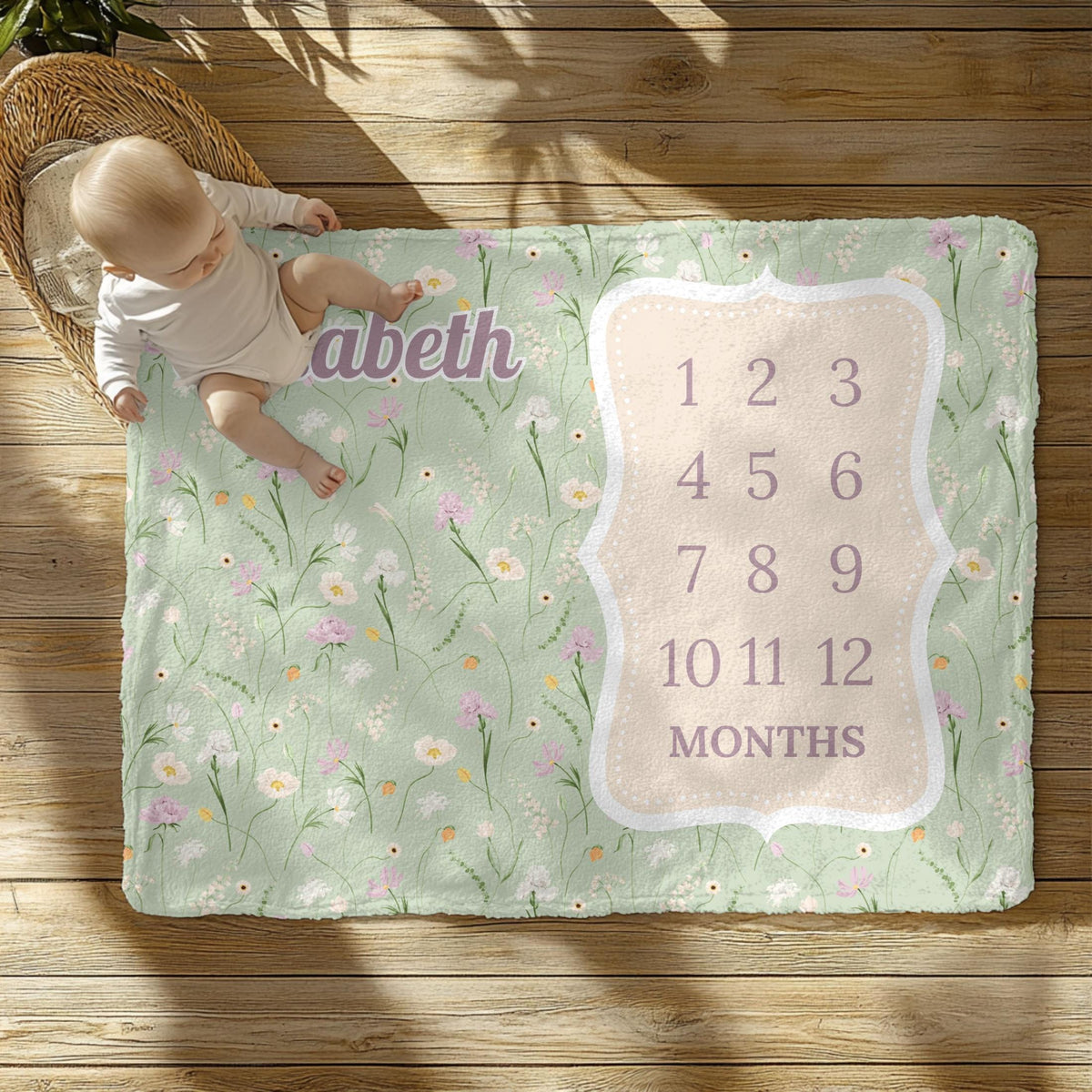 Coquette Baby Girl Milestone Blanket – Personalized Pink Bow Monthly Tracker, Soft Feminine Photo Prop