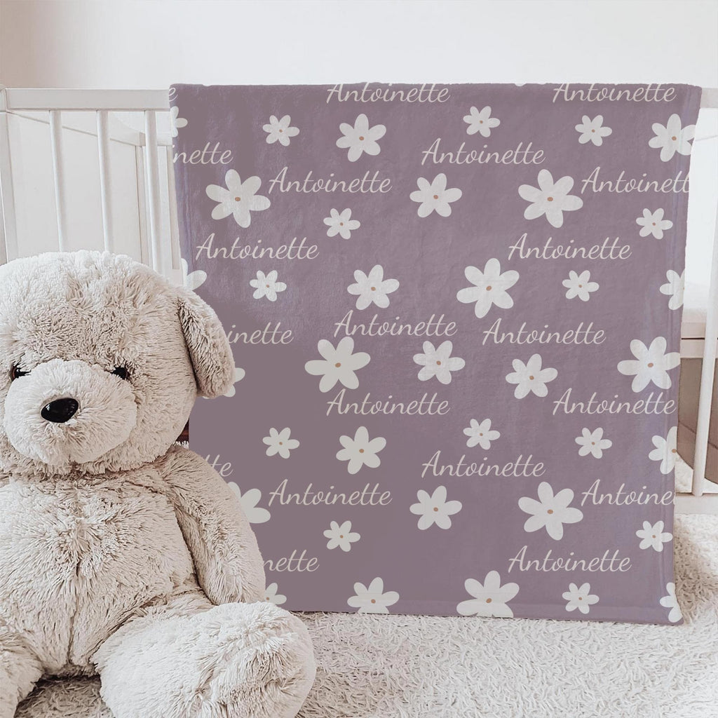 Personalized Baby Girl Minky Blanket: Custom Floral Daisy Print