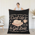 Cozy Cat & Book Fleece Blanket Gift for Readers