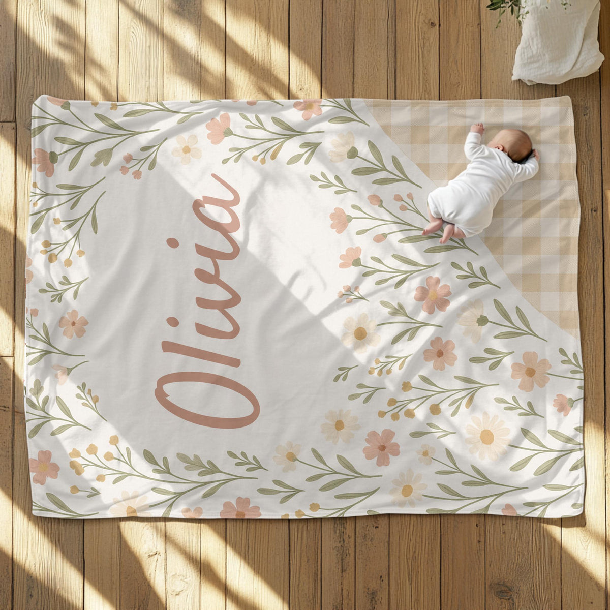 Personalized Baby Blanket: Cottagecore Floral Fleece, Custom Newborn Gift